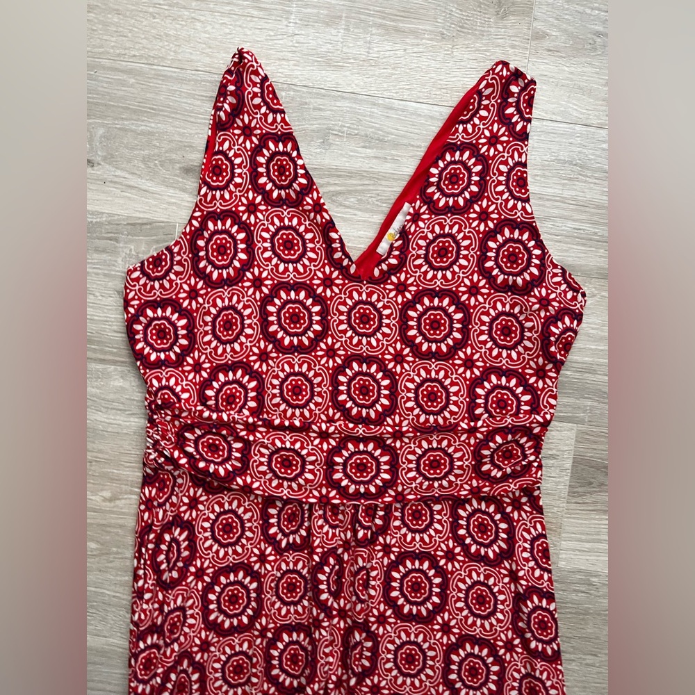 Boden Women’s Sienna Maxi Dress Red Tile Print Sleeveless - Size 14 - Picture 3 of 7